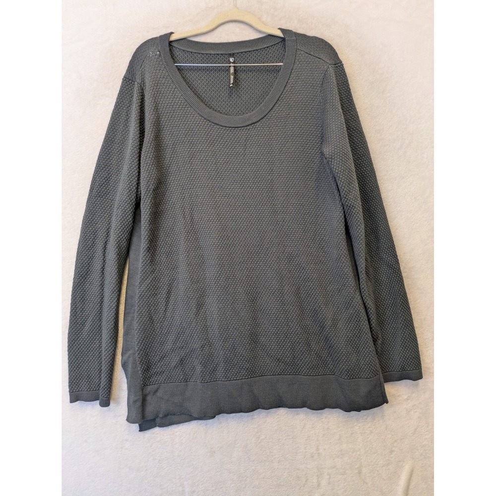 KUHL Women XL Dark Gray Textured Knit Scoop Neck Pullover Sweater Long Sleeve